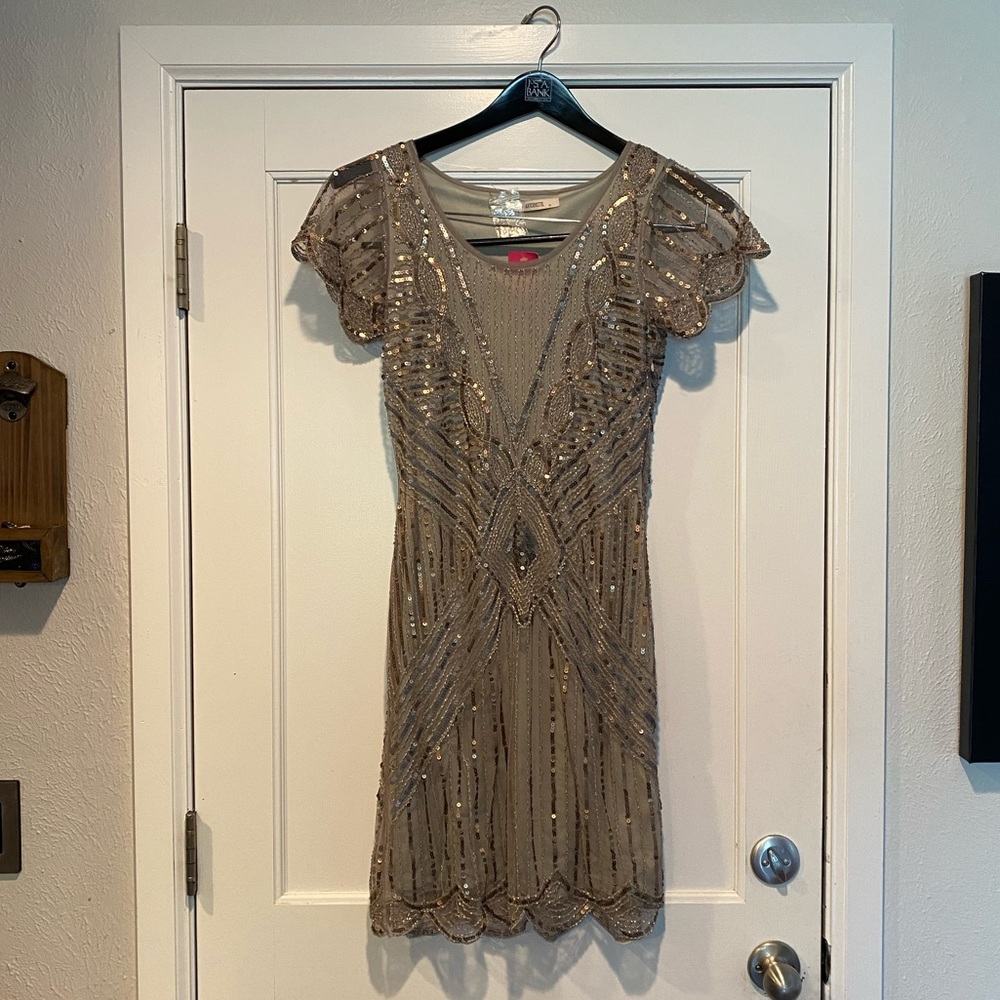Antoinette flapper gold and silver sequin dress